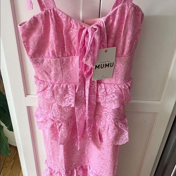 SHOW ME YOUR MUMU PINK MONIQUE LACE TIER MAXI DRESS NWT SZ M - Picture 5 of 8